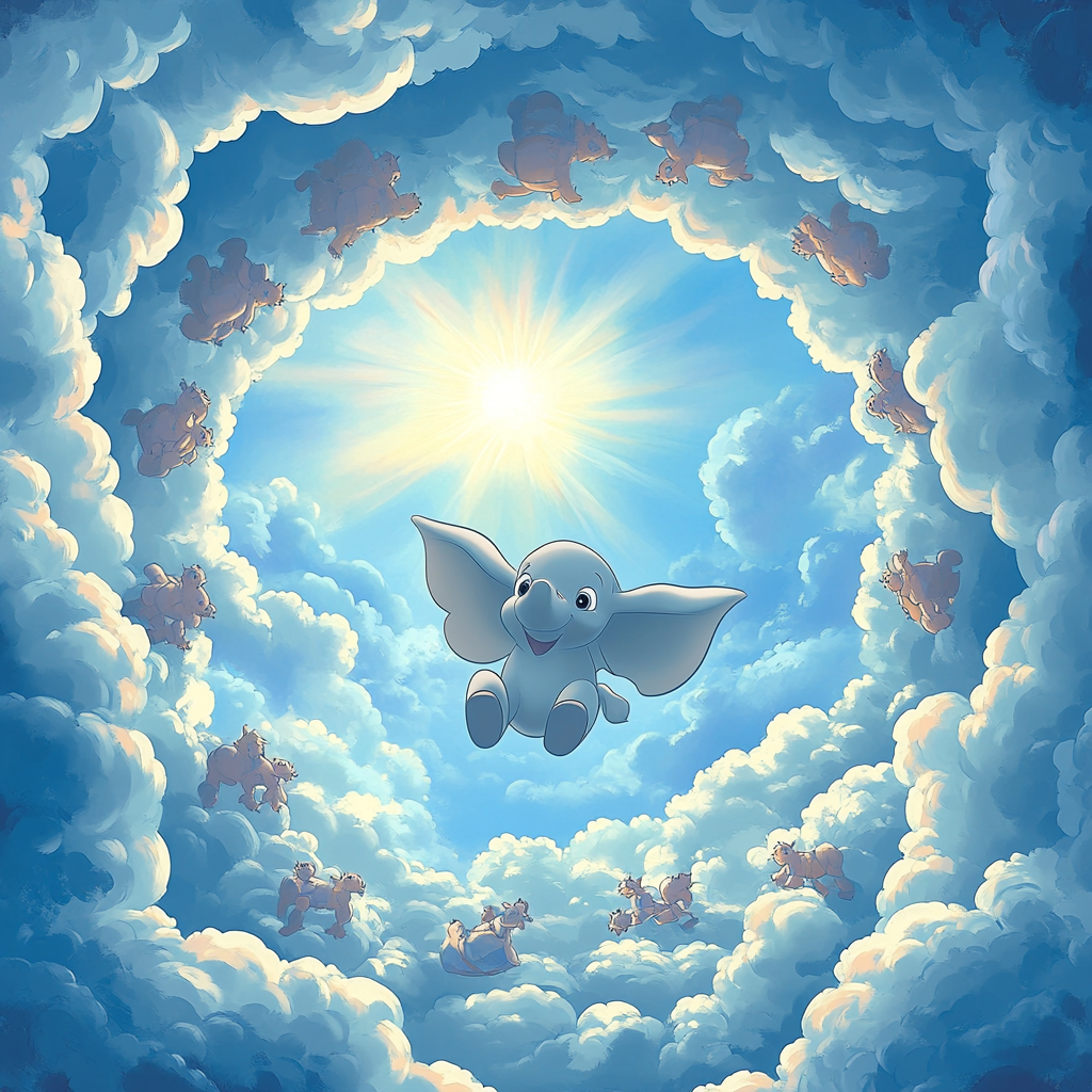 Dumbo Cloud Carousel Flight Disney Inspired painting number kit