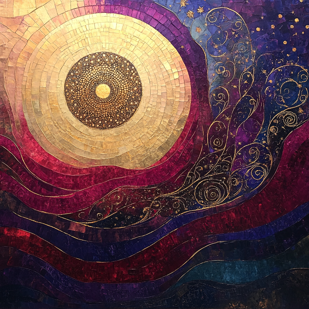 Gustav Klimt Inspired Nebular Tides In The Golden Void Numbered painting kits