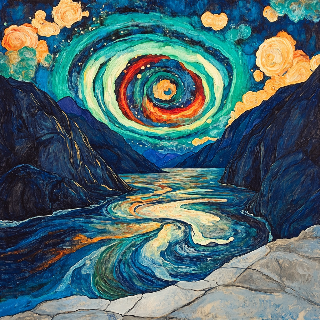 Edvard Munch Inspired Aurora Over A Breathing Fjord paint by number