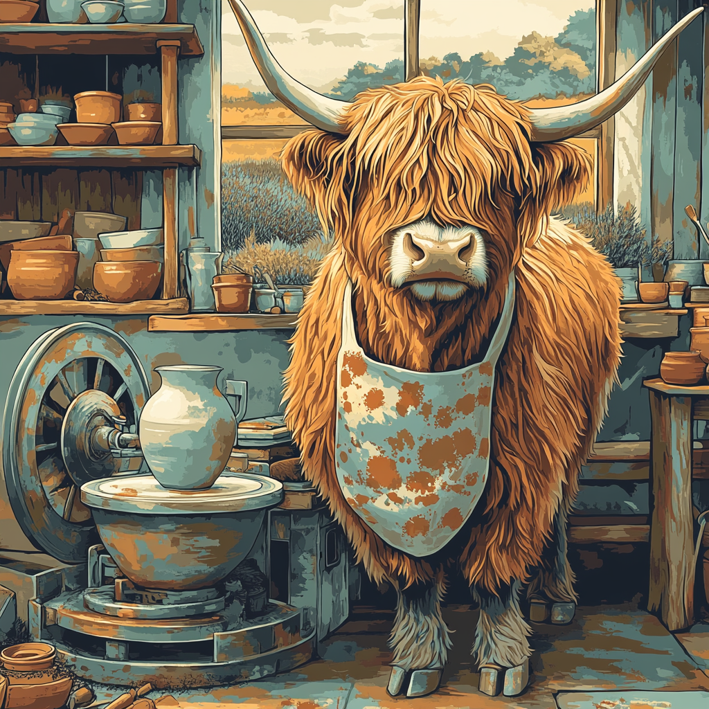 Highland Cow Pottery Workshop Assistant Numbered painting kits