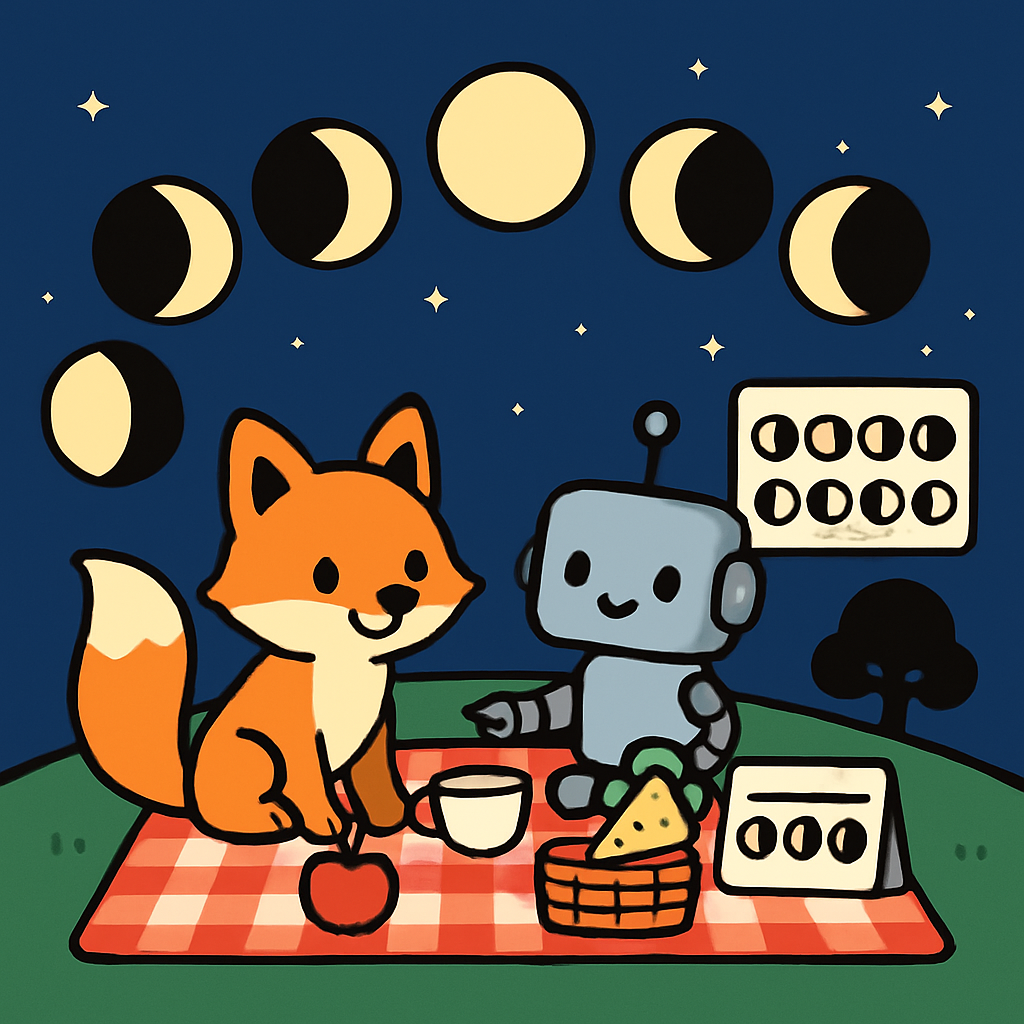 Luna Fox And The Moon Phase Picnic paint by color