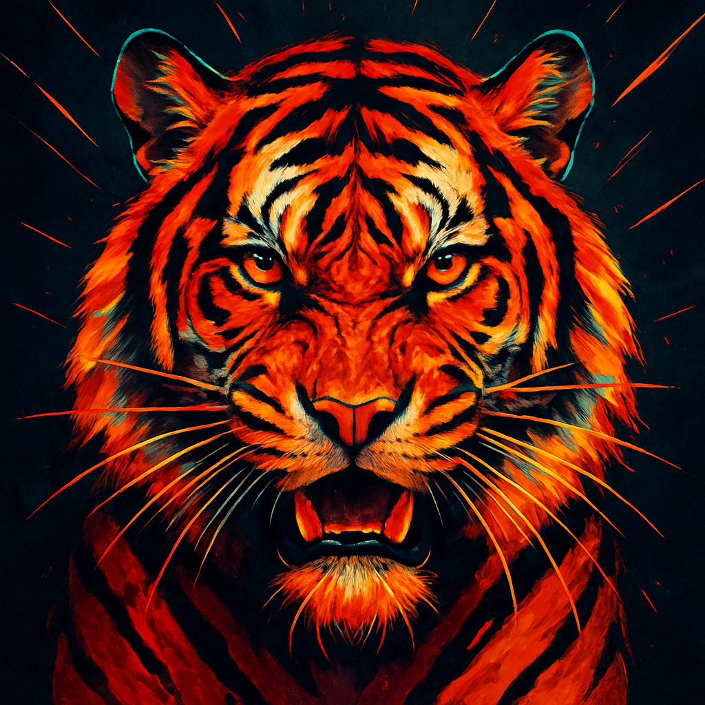Solar Flare Tiger Face Front Painting by numbers kit
