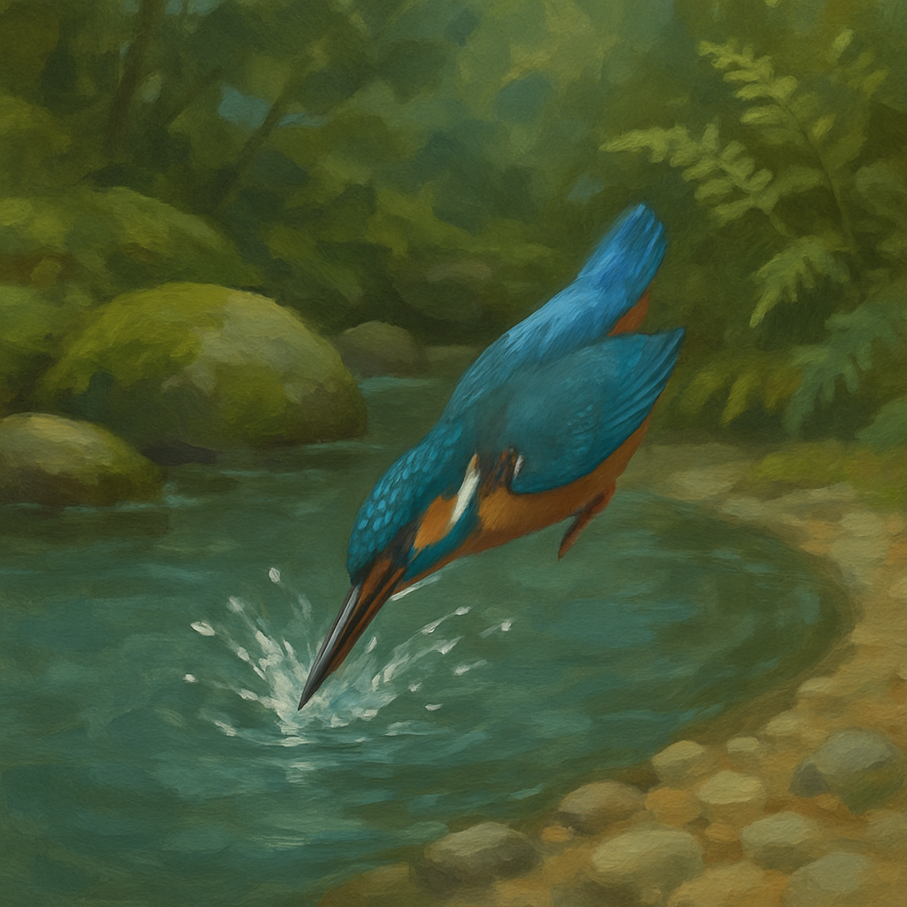 Kingfisher Splash At The Pebble Bend Paint by numbers kits