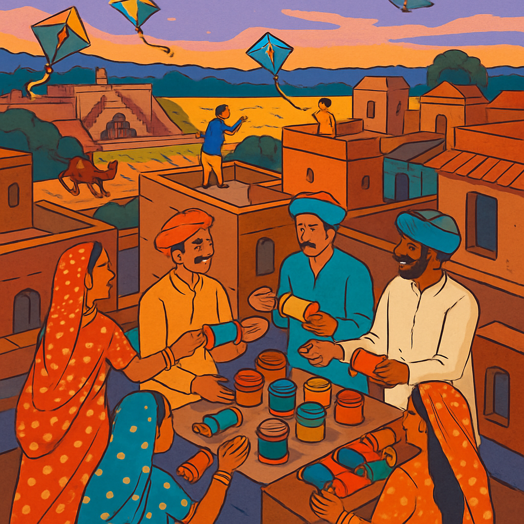 Harvest Kite Bazaar In India Twilight paint by numbers