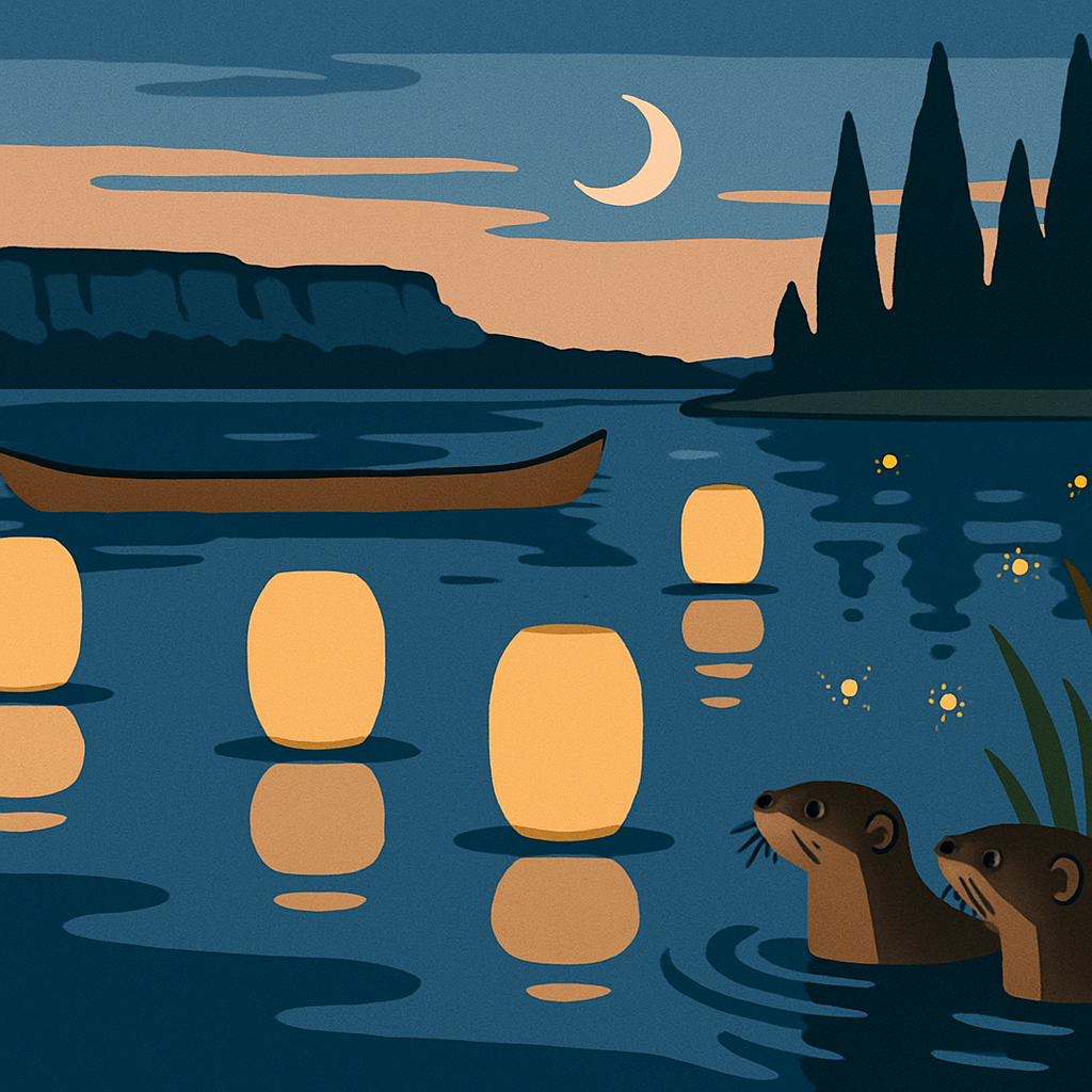 Evening Lanterns On The Lake paint by number