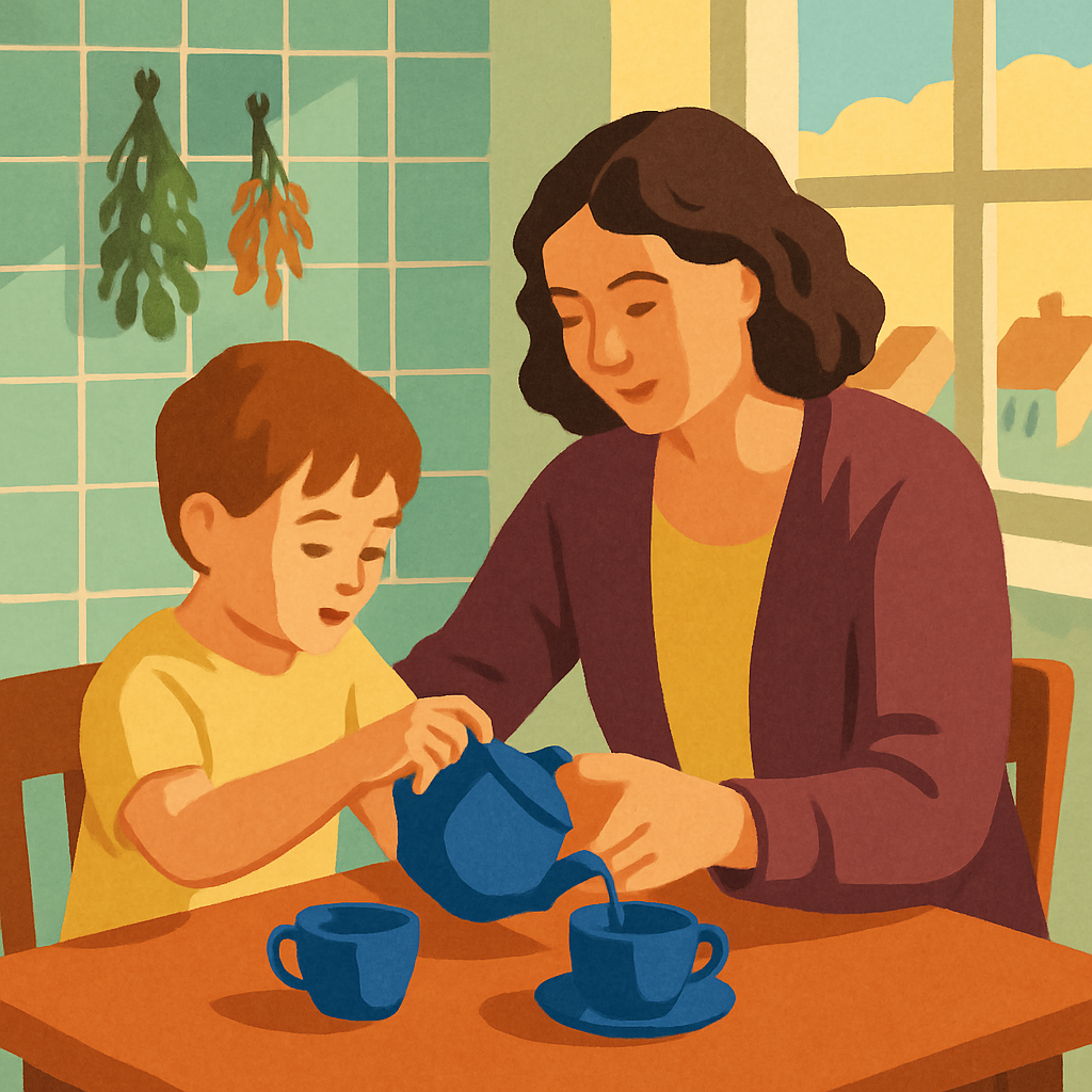 Tea Ceremony With Motherly Hands paint by number