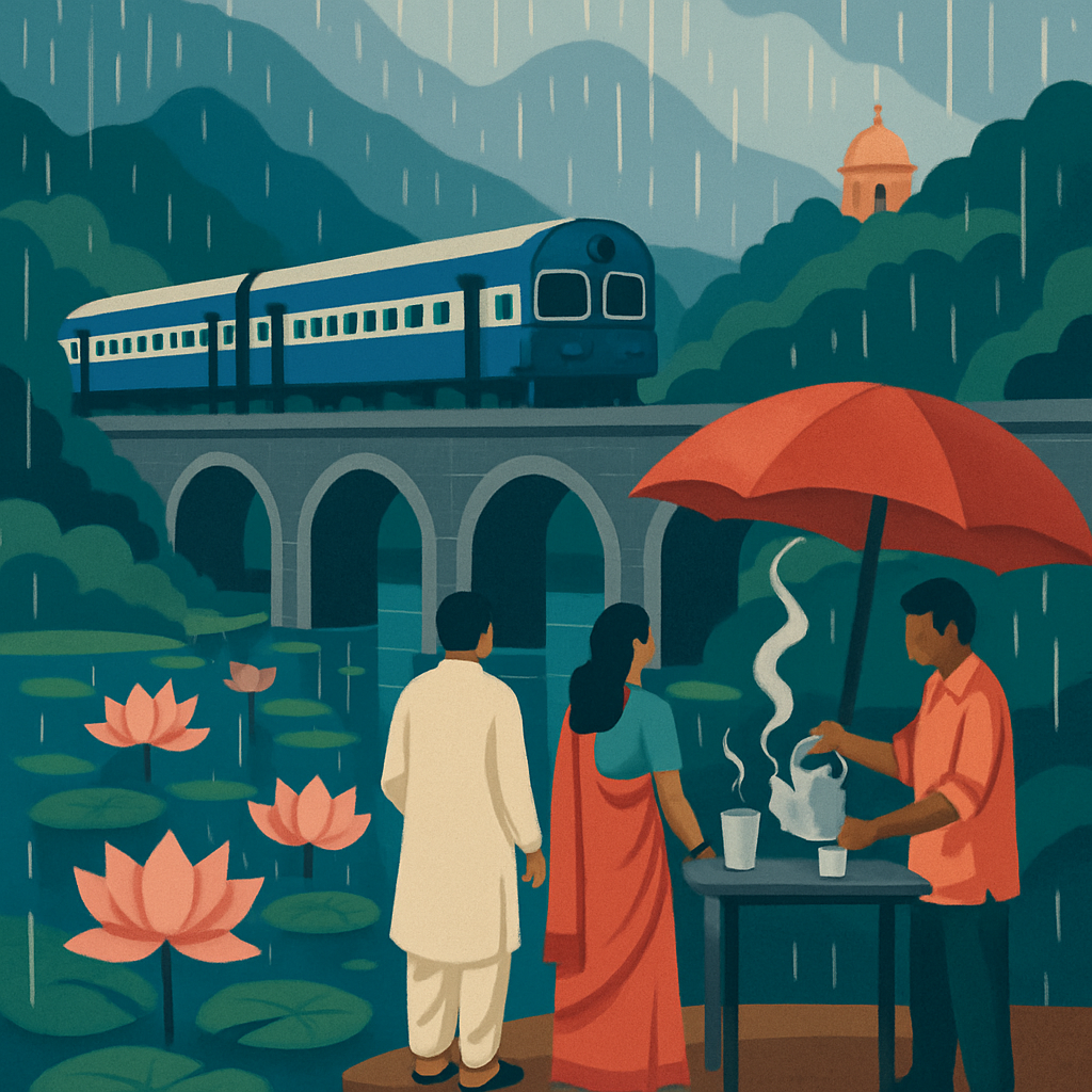 India Monsoon Lotus Train Poster Art paint by numbers
