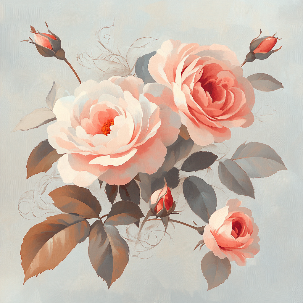 Leonardo Da Vinci Inspired Botanical Roses And Spiral Phyllotaxis Numbered painting kits