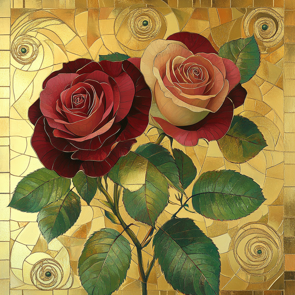 Gustav Klimt Inspired Golden Garden Of Roses paint by numbers