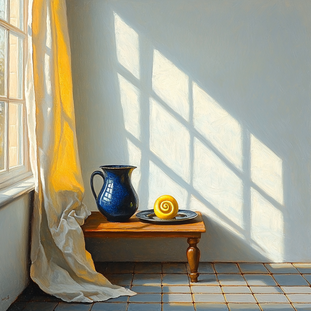 Johannes Vermeer Inspired Lapis Pitcher Beside Leaded Window Light painting number kit