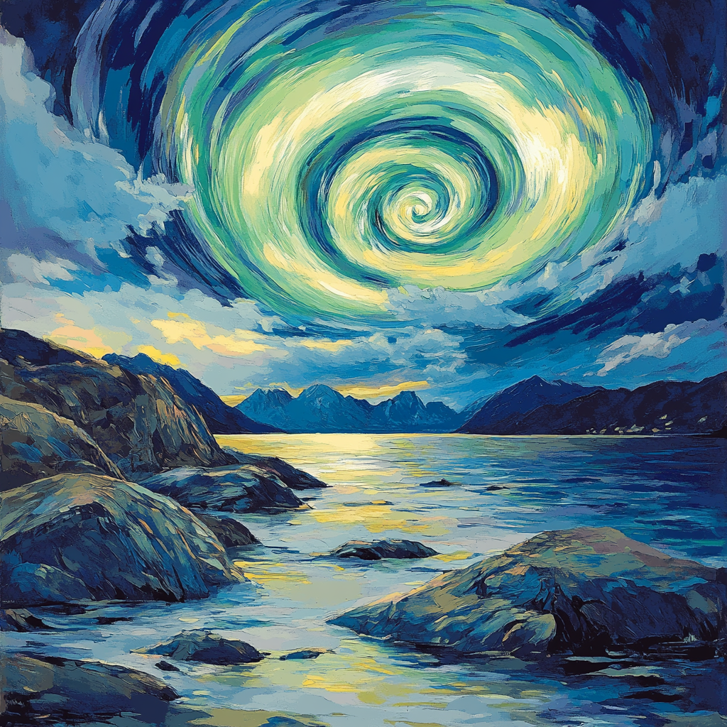Edvard Munch Inspired Aurora Vortex Over Silent Fjord Painting by numbers kit