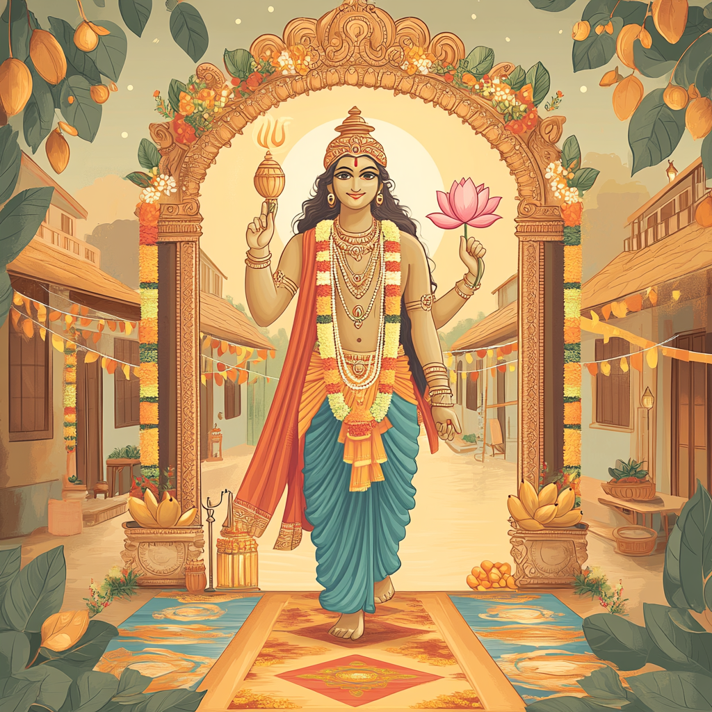 Vishnu Protecting The Village Threshold Numbered painting kits