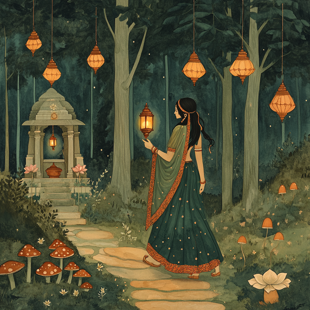 Parvati Forest Shrine Lantern Path paint by numbers
