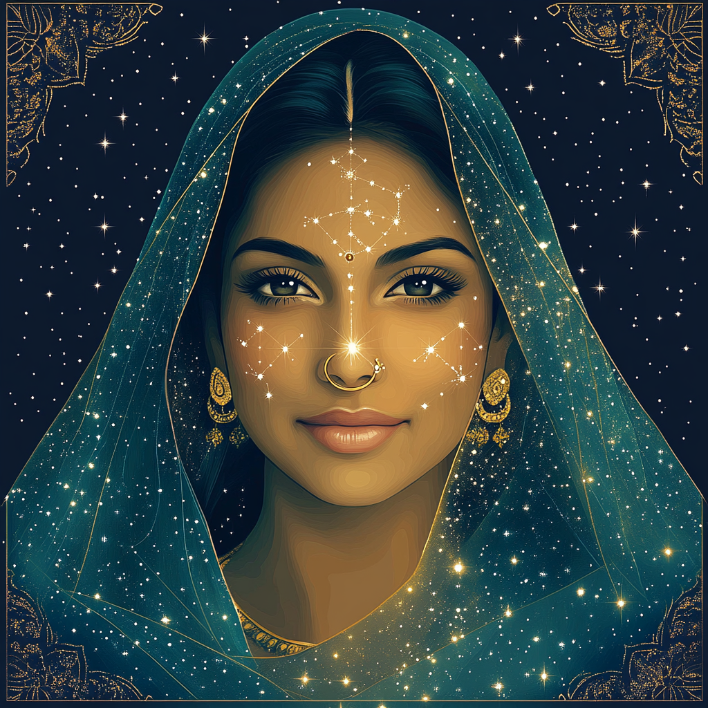 Parvati Constellation Veil Portrait paint by numbers
