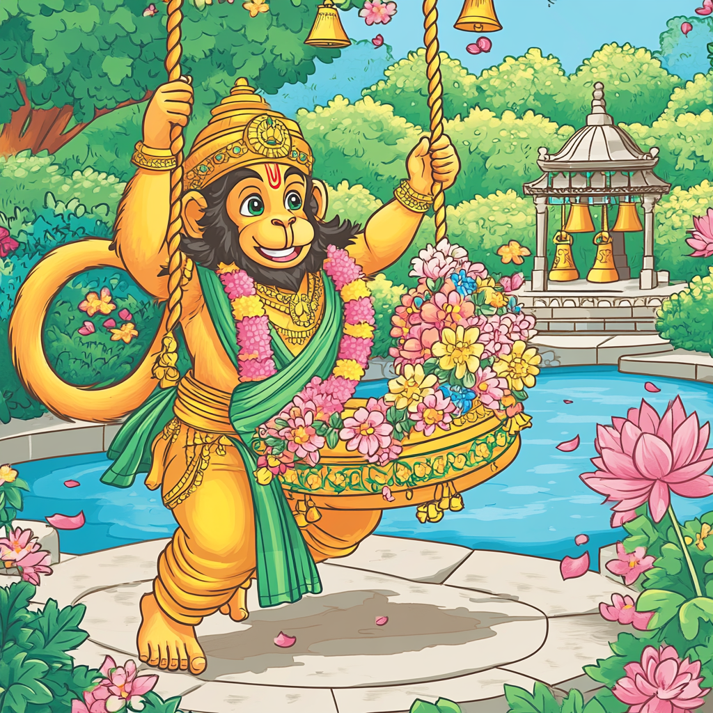 Hanuman Garden Swing Blessing paint by number