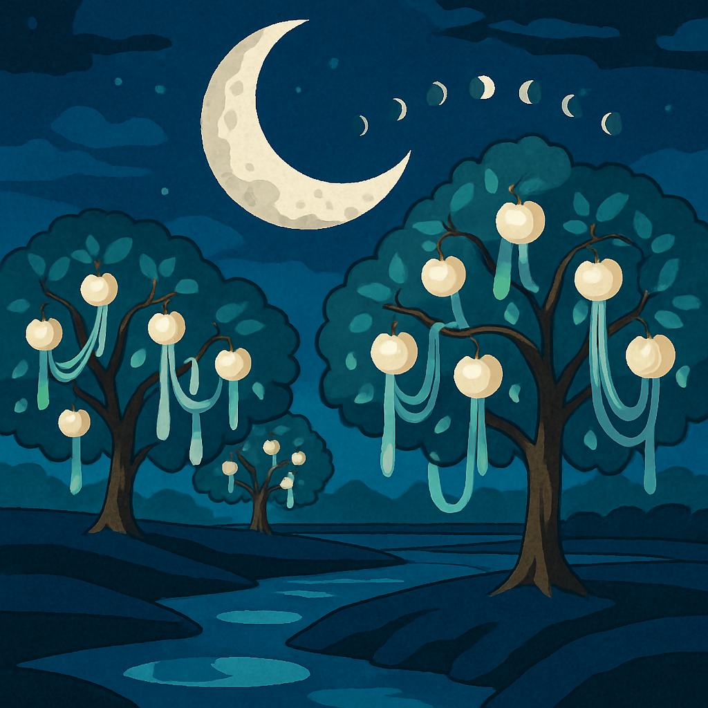 Tidal Orchard Under A Moon Number painting