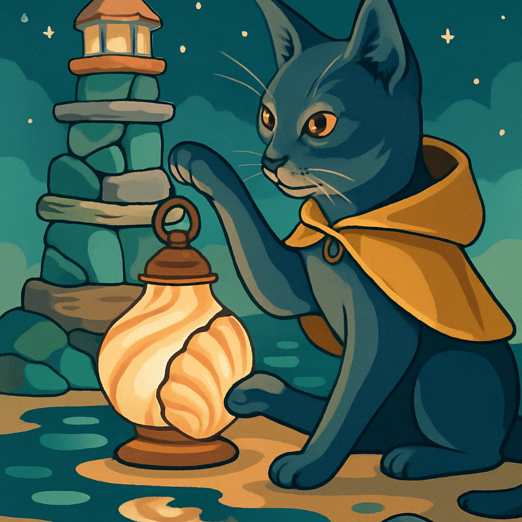 Cat Lighthouse Keeper In The Tideglass Cove Paint by numbers art