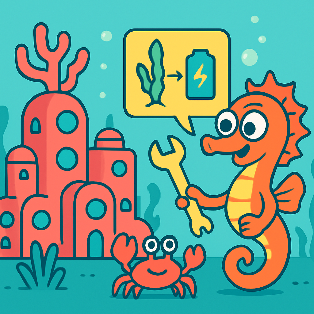 Coral Circuit City And The Inventor Seahorse Number painting
