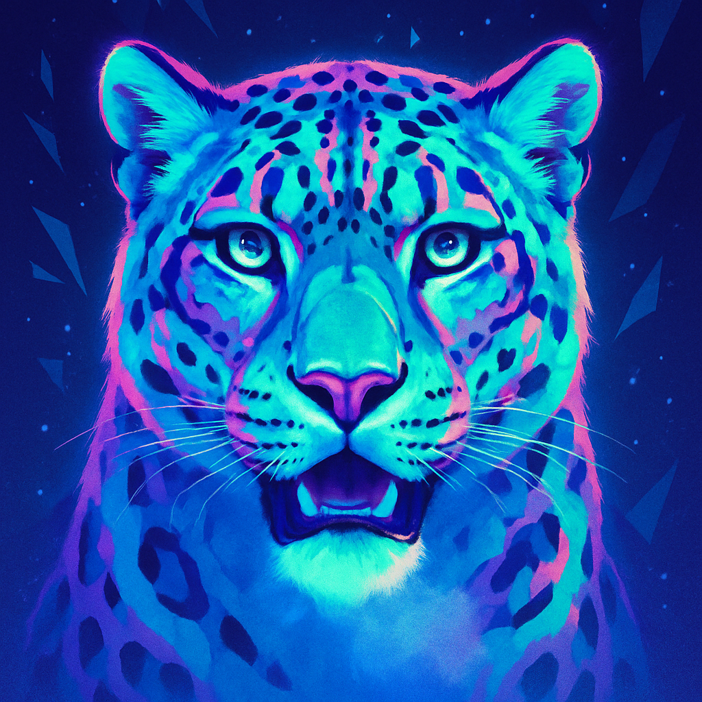 Neon Glacier Snow Leopard Painting by numbers kit
