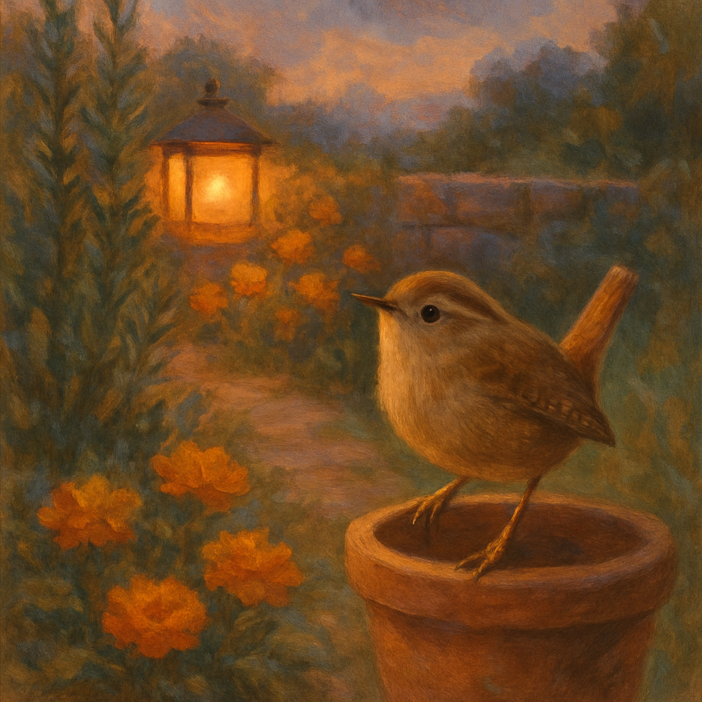 Lantern Light On The Wren Cottage Garden Number painting