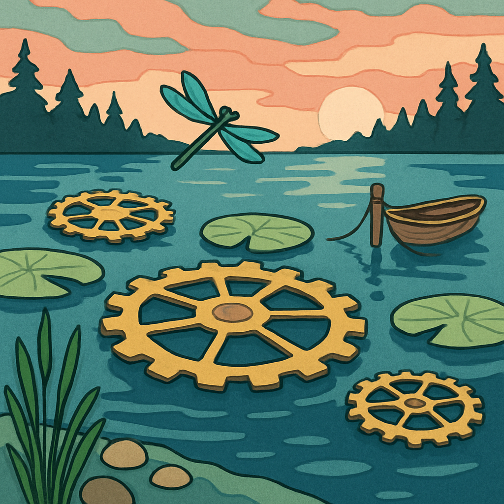 Clockwork Lily Pads On A Lake paint by number