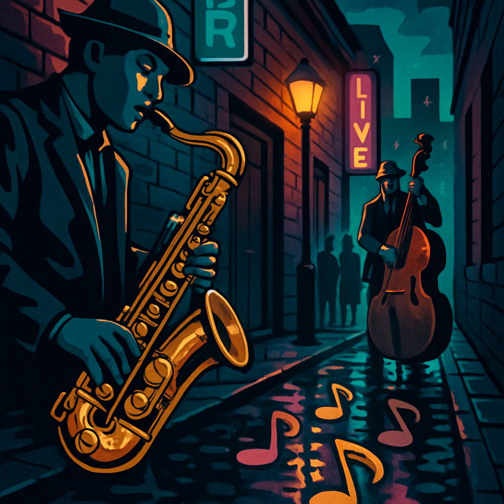 Afterhours Neon Alley Jazz Session Number painting