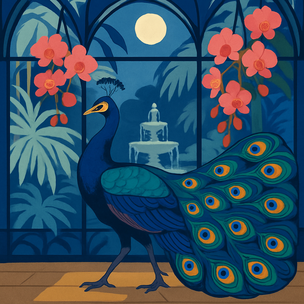 Moonlit Glasshouse Peacock Reverie paint by number
