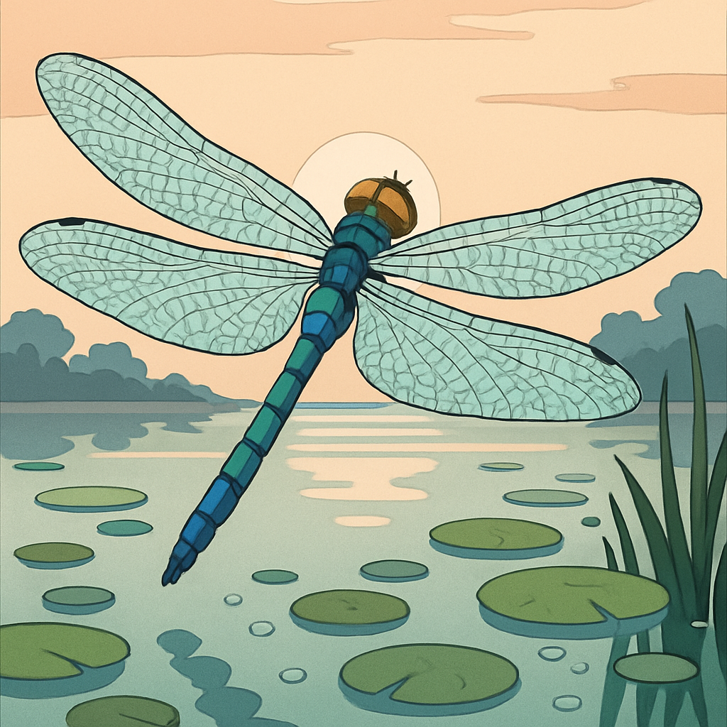 Tidepool Dragonfly Over Glassy Marsh paint by number