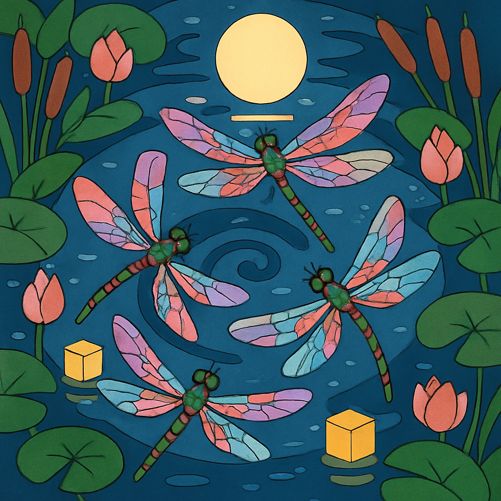 Lantern Garden With Dragonfly Chorus Paint by numbers art