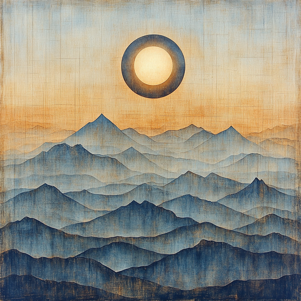 Leonardo Da Vinci Inspired Eclipse Over Silent Mountains Painting by numbers kit