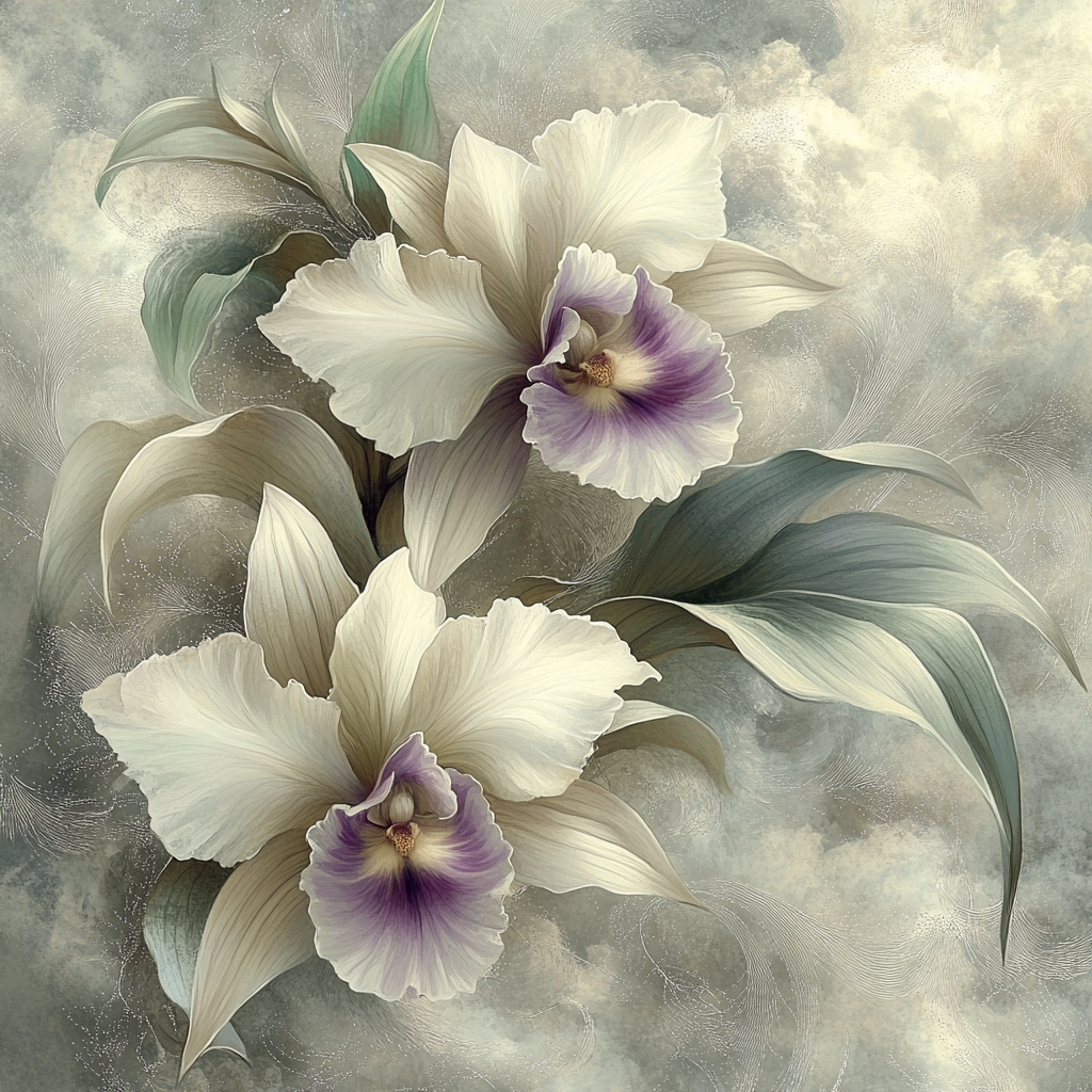 Leonardo Da Vinci Inspired Nebula Garden Of Orchids Number painting