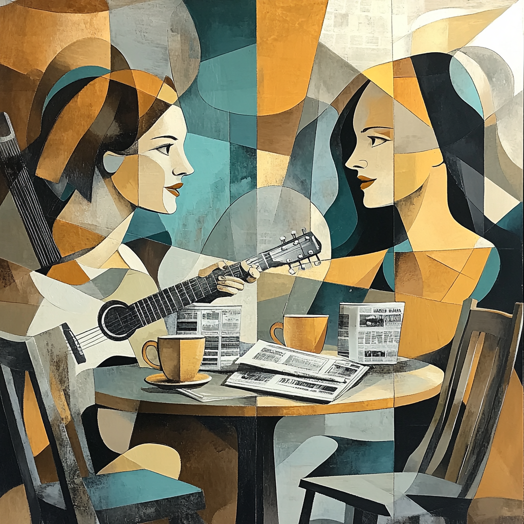 Pablo Picasso Inspired Café Friends In Cubist Dialogue Painting by numbers kit