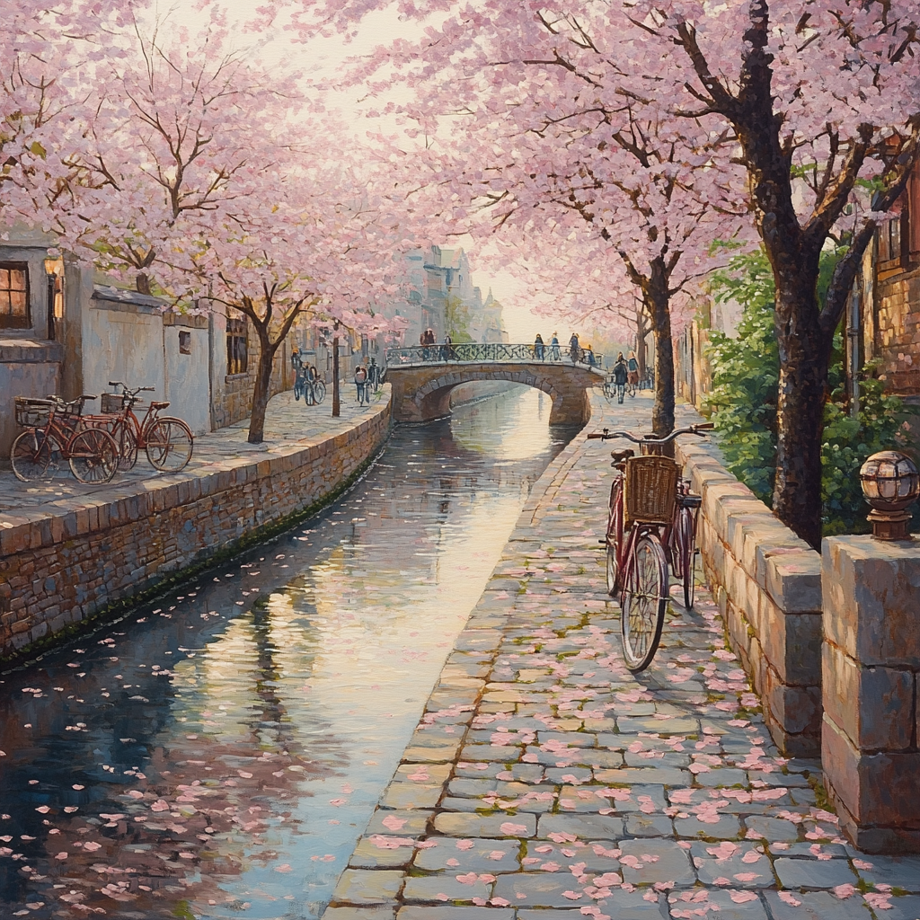 Sakura Season Along The Philosopher Path Kyoto Japan paint by number