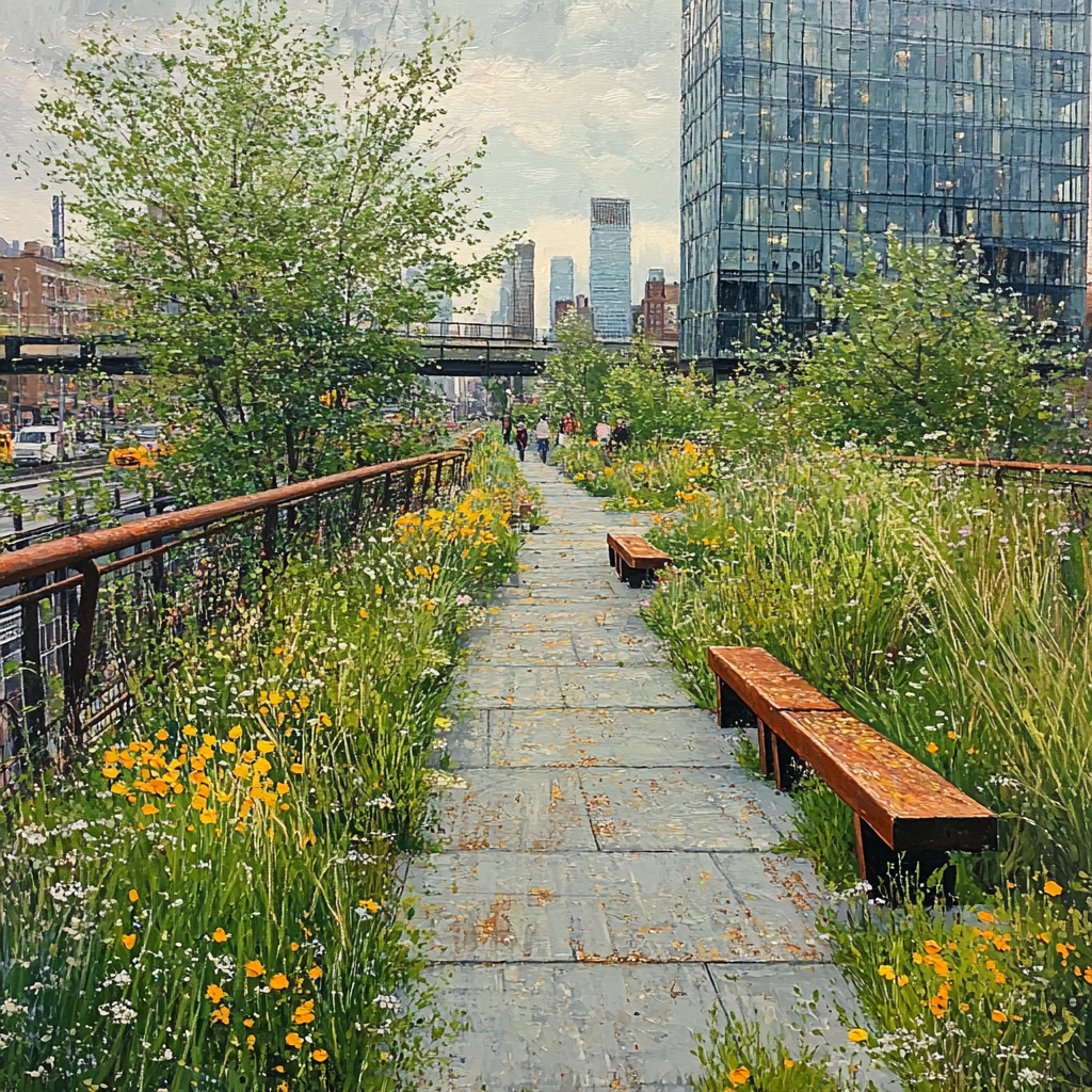 Steel Forest At The High Line Overpass New York City United States Paint by numbers art