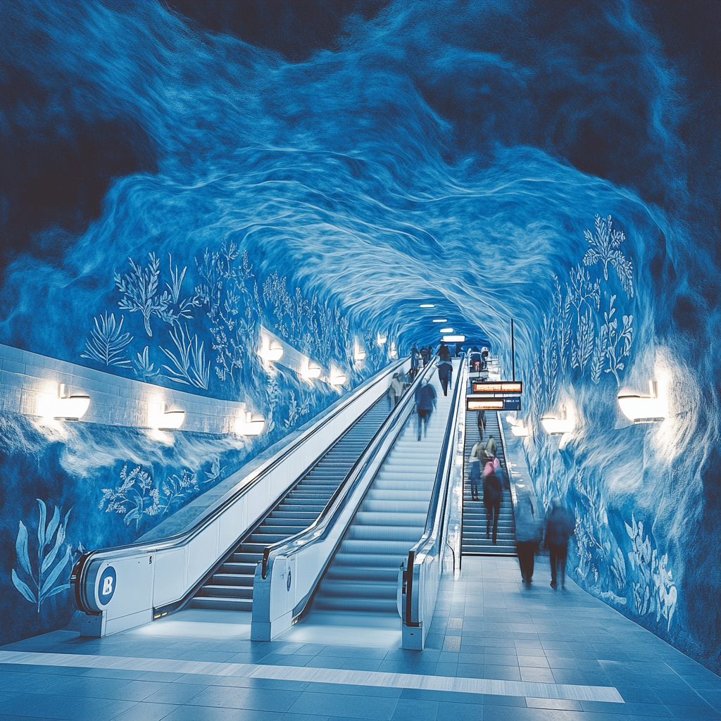Blue Metro Cavern At T Centralen Station Stockholm Sweden Paint by numbers art