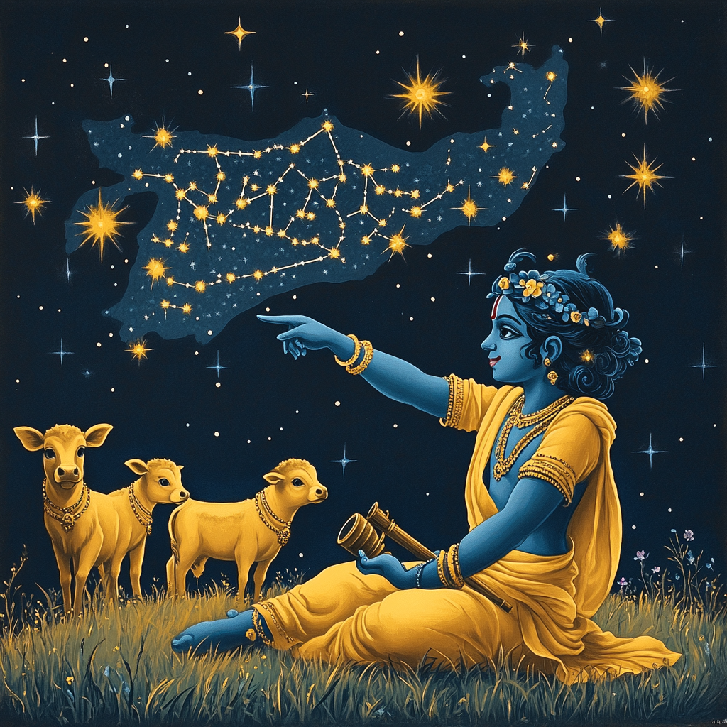 Krishna In The Constellation Cowherd Map paint by numbers