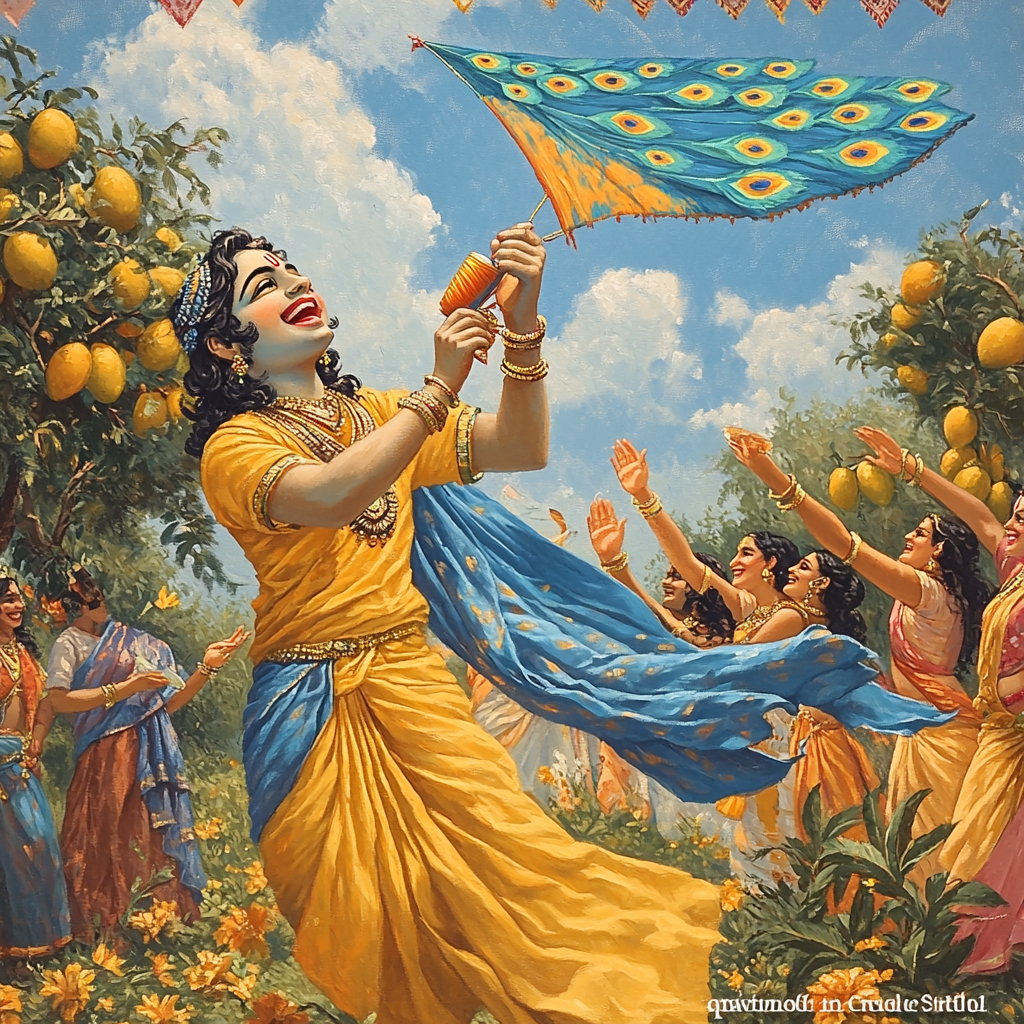 Krishna And The Mango Orchard Kite Festival Paint by numbers kits