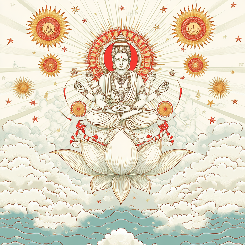 Sky Chariot Brahma Over Cloud Oceans painting number kit