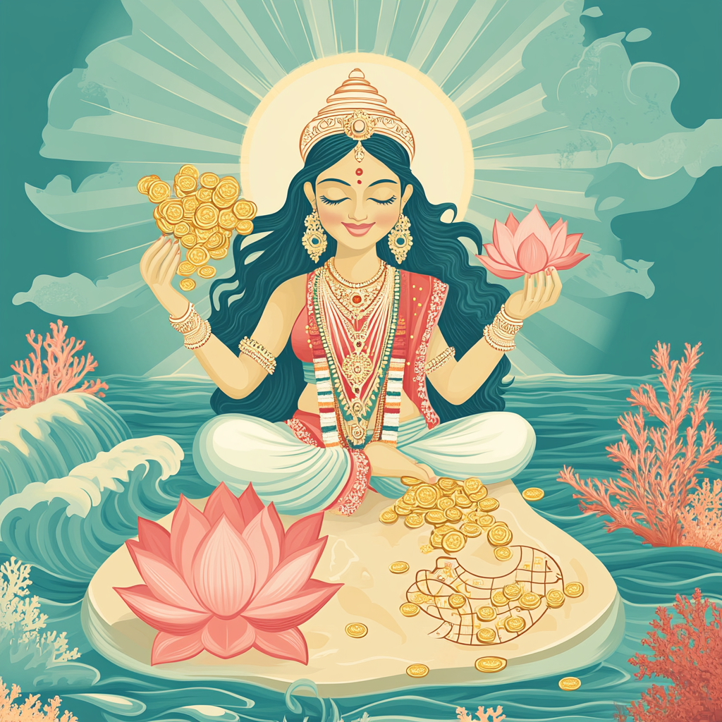 Shoreline Treasure Map With Lakshmi Blessing painting number kit