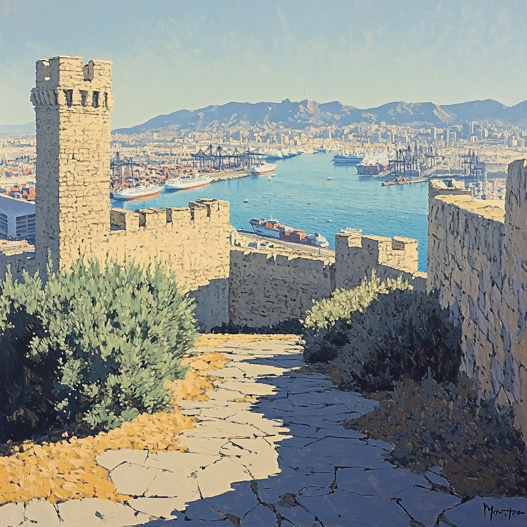 Mountain Backdrop At Montjuic Castle Viewpoint Barcelona Spain paint by number