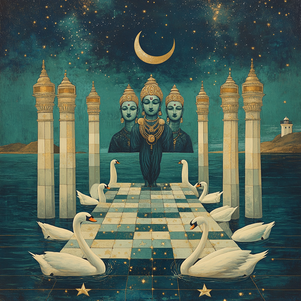 Brahma Swan Harbor At The Edge Of Space painting number kit