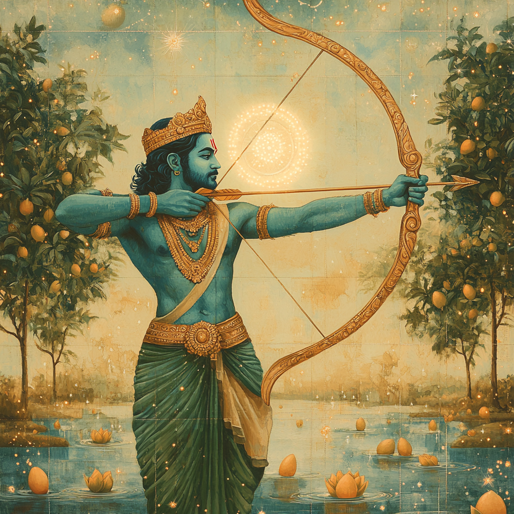 Celestial Orchard Guardianship With Rama Painting by numbers kit