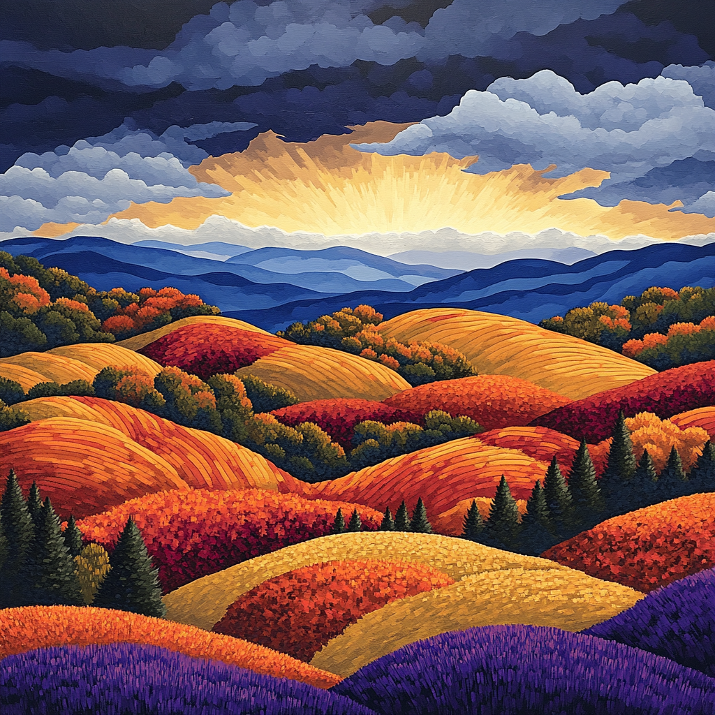 Frederick Varley Inspired Storm Light Through Autumn Ridges paint by number