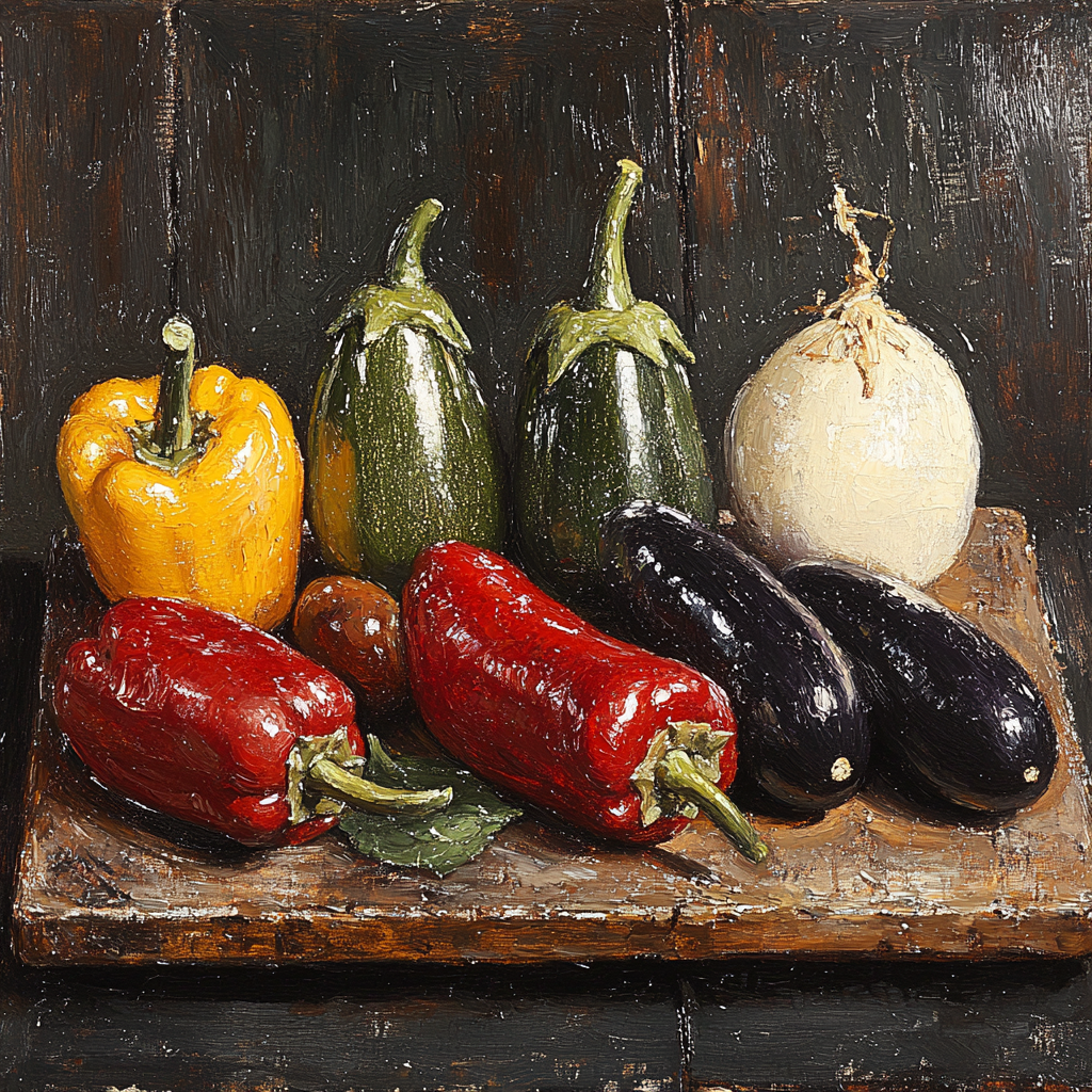 Diego Velázquez Inspired Market Vegetables In Twilight Tonal Harmony Paint by numbers art