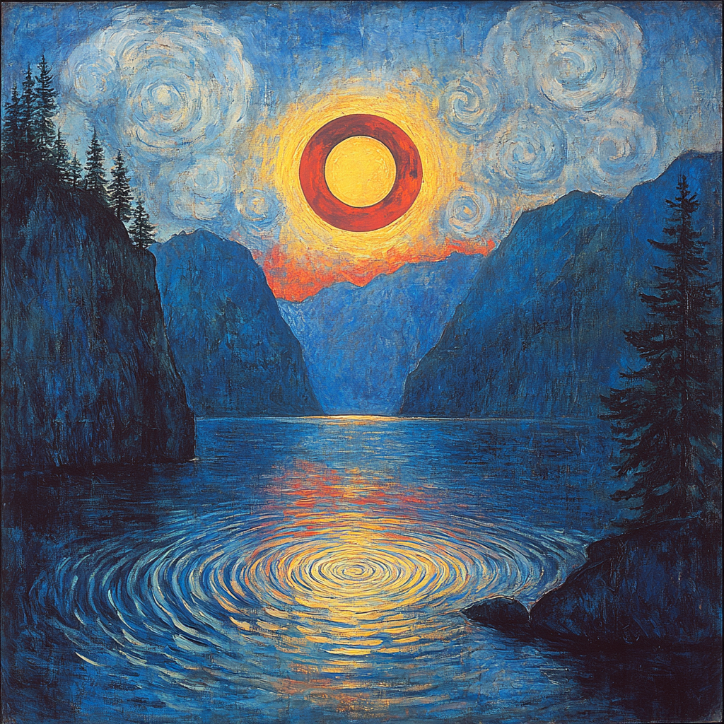Edvard Munch Inspired Eclipse Over The Breathing Fjord paint by number