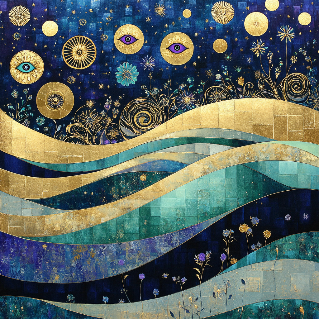 Gustav Klimt Inspired Aurora Lattice Of Quiet Radiance Numbered painting kits