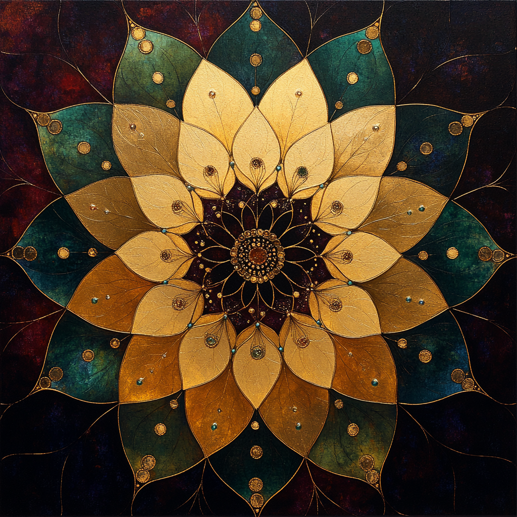 Gustav Klimt Inspired Celestial Bloom Mandala Of Time Streams Numbered painting kits