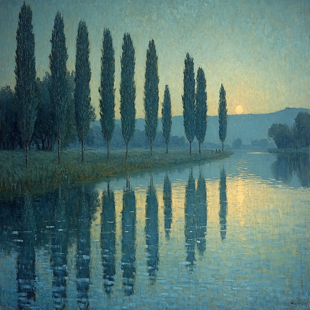 Claude Monet Inspired Zodiacal Light Above River Poplars Paint by numbers kits