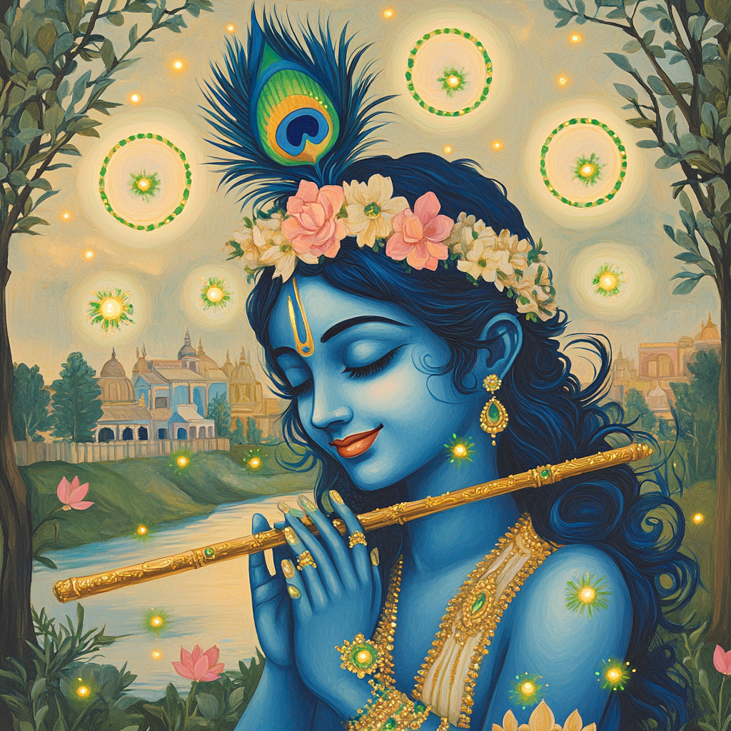 Krishna As The Flute Of Orbiting Fireflies Numbered painting kits