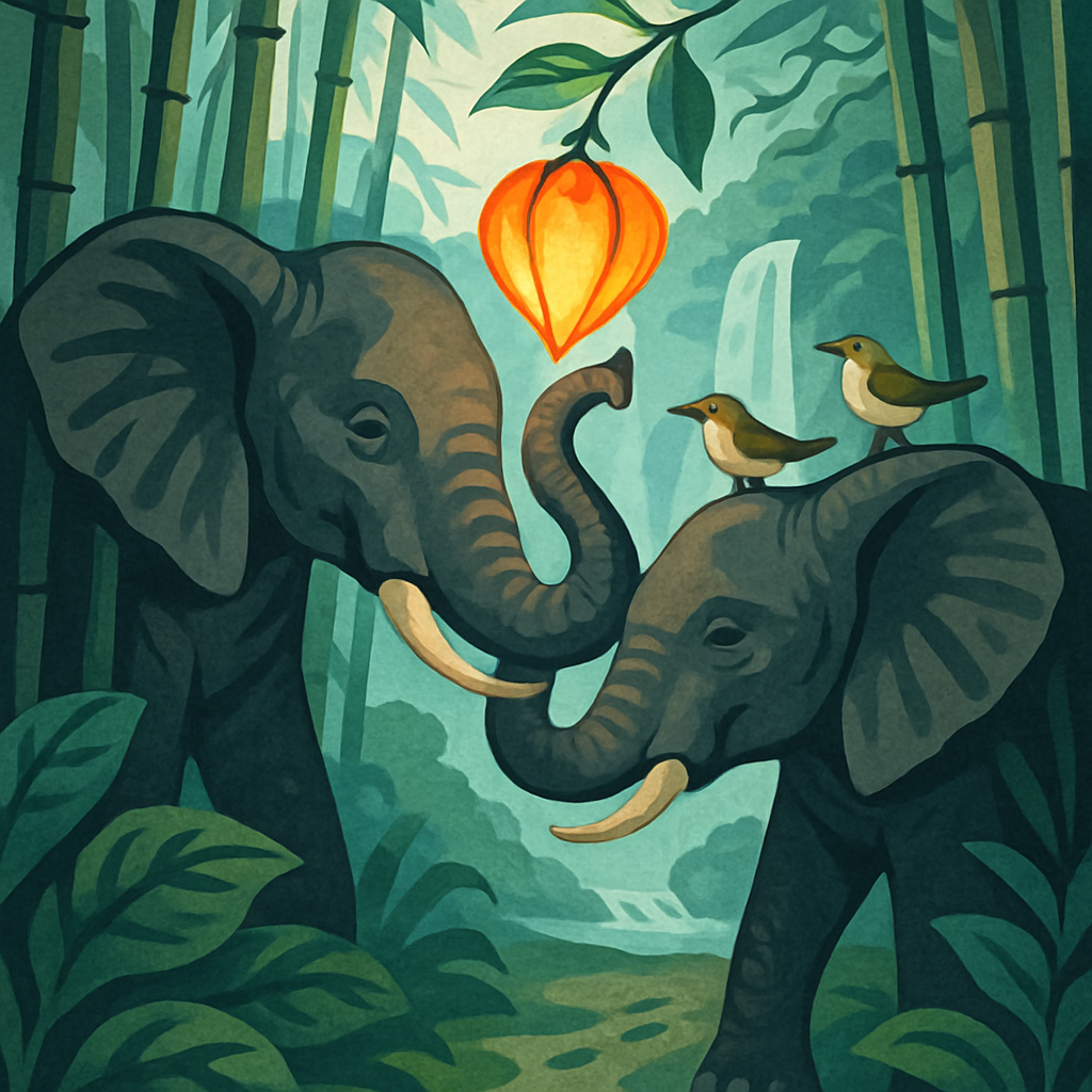 Bamboo Canopy With Elephant Shadow Theater DIY paint by numbers